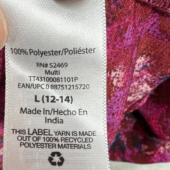 Time And Tru Women's Floral Dress L (12-14) Burgundy/Multi Polyester - Picture 5 of 5